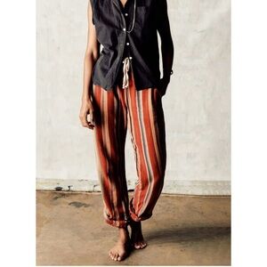 Imogene + Willie Costal Striped Women's Fethiye Hand Loomed Pants in Red